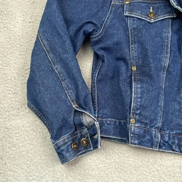 Vintage Jean Jacket Large Women Blue Faux Fur Collar Removeable Heavy EUC - Picture 3 of 15